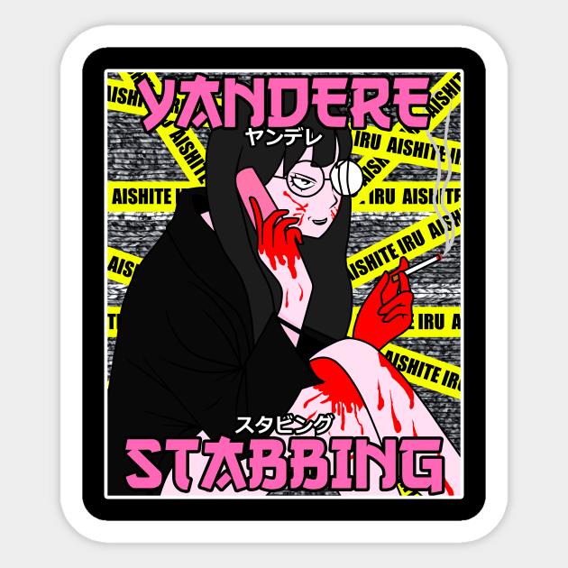 Yandere Stabbing Funny Psychotic Waifu Anime Girl Sticker by AnimeWeebZ